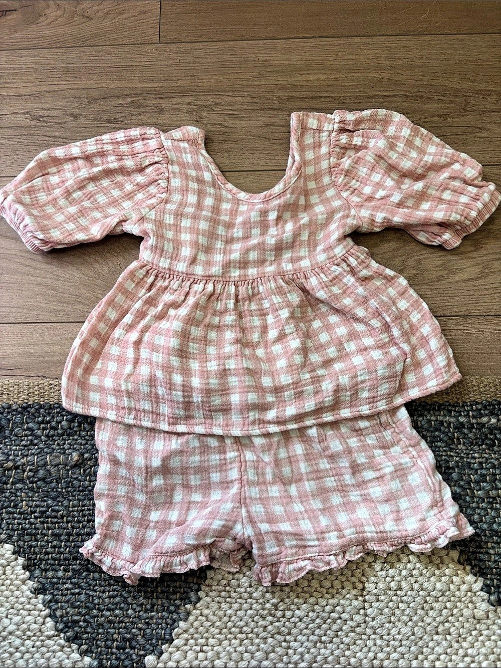 modern moments Gingham Matching Set Pink & White